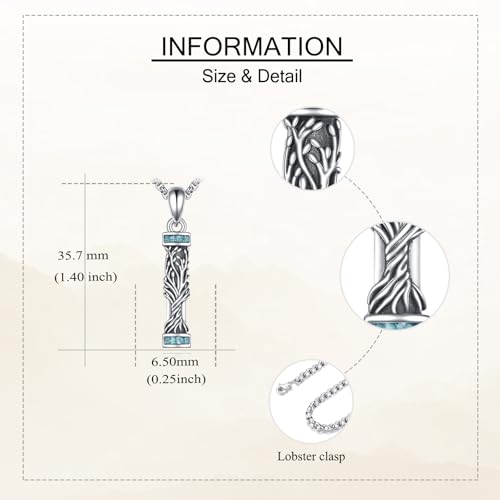 Urn Necklaces for Ashes Sterling Silver Cylinder Memorial Pendant for Loved Ones Keepsake Cremation Jewelry Gifts for Women Men - style: Tree of Life
