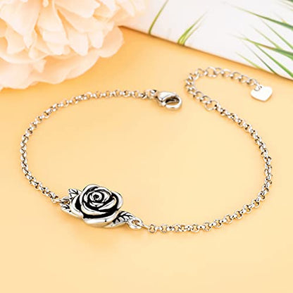 XIUDA Urn Bracelet for Ashes Rose Cremation Bracelet Ashes Holder Bangle Link Chain Ashes Bracelet for Women - style: Silver