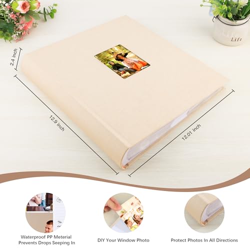Photo Album 4x6 Vertical 600 Photos with Writing Space, Beige - color: Beige