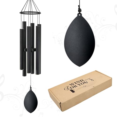 Wind Chimes for Outside, 30 Inch WindChimes Outdoor | Memorial Wind Chimes for Mother's Day Christmas, Decor for Yard, Patio, Porch, Black - color: Cycle Bk