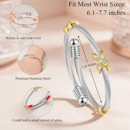 Abooxiu Stainless Steel Ash Bracelet for Men & Women - Memorial Ashes Holder, Filling at Both Ends - color: Infinity-Silver