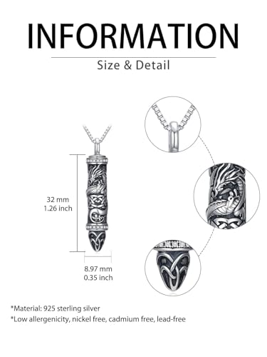 JKR Keepsake Urn Necklace for Ashes Cremation Jewelry Memorial Gift - style: 6-Bullet-Dragon