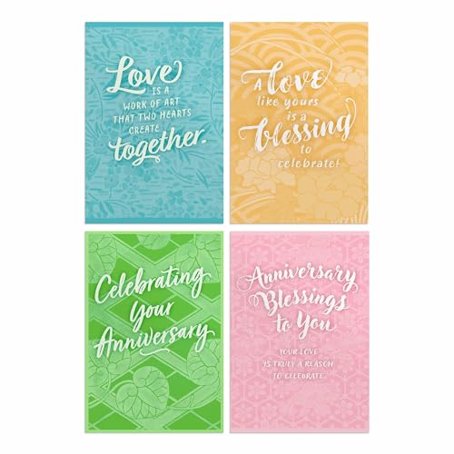 DaySpring - Anniversary - 4 Colorful Design Assortment With Scripture - 12 Boxed Cards, KJV