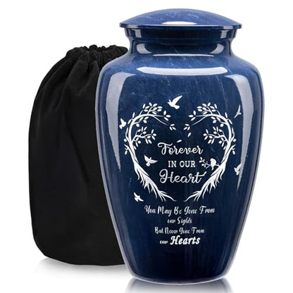 Emvency Urn for Ashes, Metal Alloy, 10" H x 6" W, Tree Heart - color: Marble