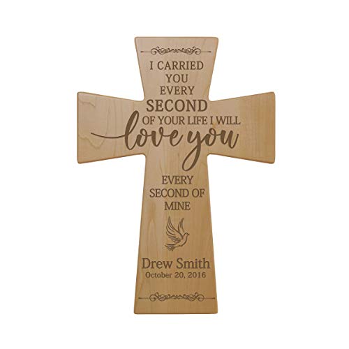LifeSong Milestones Custom Memorial Wooden Cross 7x11 I Carried You (Dove) Condolence Funeral Remembrance in Loving Memory Bereavement Gift for Loss of Loved One (Maple) - color: Maple
