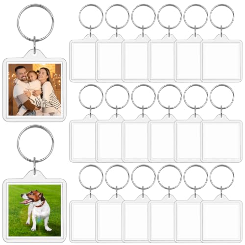 15/20 Pack Acrylic Photo Frame Keychain, Personalized Customizable Keychains, Clear Picture Keychain as Gift - color: 1.6"x 1.6"(20pack)
