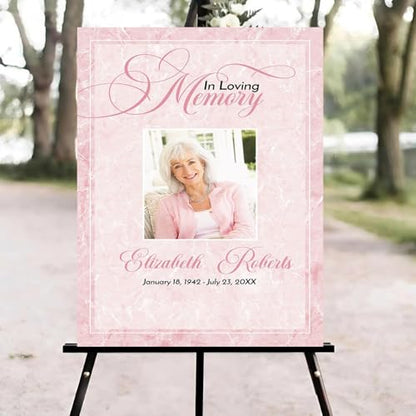 Blush Marble Funeral Welcome Sign, Celebration of Life Welcome Sign, in Loving Memory Sign, Celebration of Life Funeral Sign, Celebration of Life Sign, Memorial Sign with Photo #Yn1 - color: Version #15