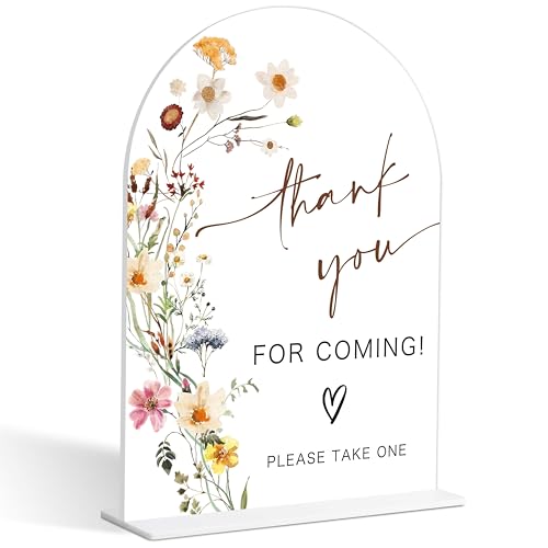 Please Take One Sign, Flower Style Bridal Shower Sign for Wedding, Engagement, Bridal Shower and Reception, Dessert Table Decorations, Wedding Shower Favors, 6X8 Inch Acrylic Arch Sign with Stand,8 - color: Please Take,8