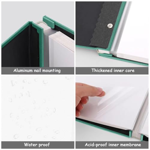 Zesthouse Photo Album Self Adhesive Pages, 60 Pages Magnetic Scrapbook Albums with Sticky Page, Photos Album Holds 8x10 & 5X7 & 4x6 & 6x8 & 3x5, Large Picture Book Ideal Gift for Family Wedding Baby - color: Green, size: 11"x10.6"/Black 60 Pages