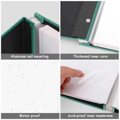 Zesthouse Photo Album Self Adhesive Pages, 60 Pages Magnetic Scrapbook Albums with Sticky Page, Photos Album Holds 8x10 & 5X7 & 4x6 & 6x8 & 3x5, Large Picture Book Ideal Gift for Family Wedding Baby - color: Green, size: 11"x10.6"/Black 60 Pages