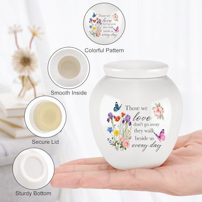 Dletay Small Urns for Human Ashes Keepsake Burial Mini Cremation Urn for Ashes Flower Memorials Decorative Caskets for Female Male