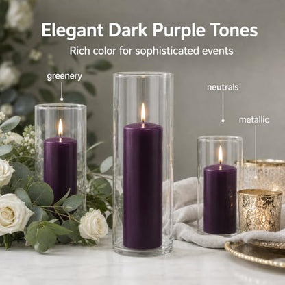 yummi Set of 36 Slim Pillars and Cylinder Vases - Purple - color: Dark Purple
