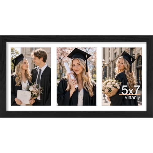 Vittanly 8x16 Collage Picture Frame, Displays 3Pcs 5x7 Pictures, Black - color: Black, size: 8x16