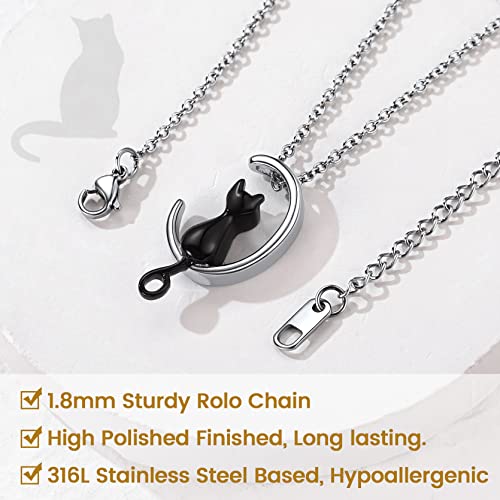 GOLDCHIC JEWELRY Urn Necklaces for Ashes, Stainless Steel Pet/Cross/Birthstone/Tree of Life Personalized Keepsake Memorial Jewelry for Women - color: Cat - Black Plated, style: No Engraving