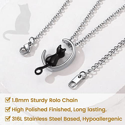 GOLDCHIC JEWELRY Urn Necklaces for Ashes, Stainless Steel Pet/Cross/Birthstone/Tree of Life Personalized Keepsake Memorial Jewelry for Women - color: Cat - Black Plated, style: No Engraving