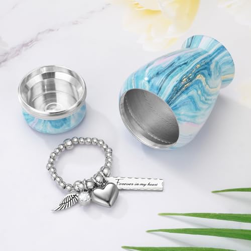 Customize Small Urn for Human Ashes Aluminium Keepsake Memorial | Mini Urn for Ashes, Meaningful Memorial Keepsake Gift, Durable Aluminum Cremation Urn with Elegant Design - style: Blue-Customize