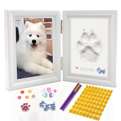 MYPAWLETS Clay Paw Print Kit for Dog Cat,Pawprint Keepsake Frame,White - color: Small-Medium White