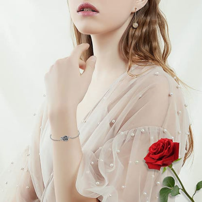 XIUDA Urn Bracelet for Ashes Rose Cremation Bracelet Ashes Holder Bangle Link Chain Ashes Bracelet for Women - style: Silver