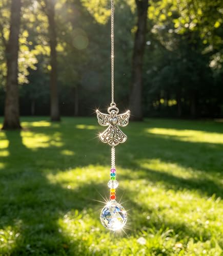 Memorial Crystal Suncatcher,Unique Sympathy Gifts for Loss of Loved One Crystal Sun Catcher,Rainbow Maker Bereavement Box for Loss of Mom Son Daughter Husband (Angel)