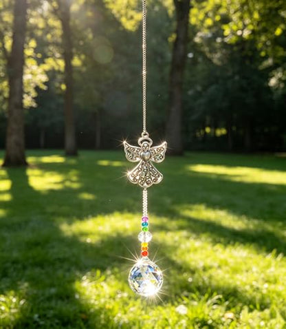 Memorial Crystal Suncatcher,Unique Sympathy Gifts for Loss of Loved One Crystal Sun Catcher,Rainbow Maker Bereavement Box for Loss of Mom Son Daughter Husband (Angel)