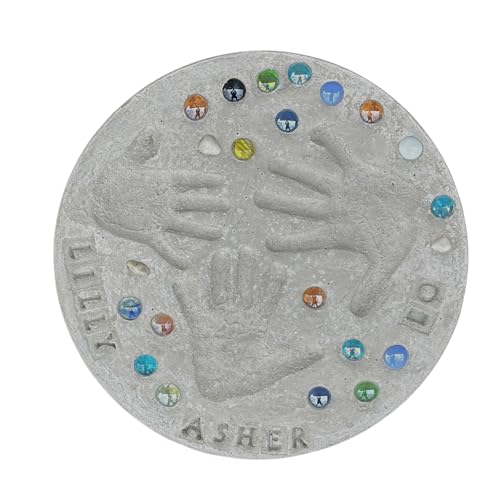 Large DIY Stepping Stone Kit, Handprint Stepping Stone, Mother's Day Gift, Footprint Stepping Stone (14 Inch) - size: 14 Inch No Stamp