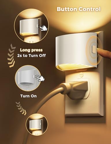 L LOHAS LED Night Lights Plug into Wall, Dimmable Night Light 2 Pack | Plug in Night Light with 3 Level Brightness, 3000K Soft White, White Housing - color: White