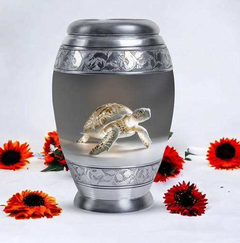 Fantasy Turtle Urn for Human Ashes - Cremation Urn Human Ashes | Turtle Urns for Human Ashes - Funeral Urns for Adult Women - Sea Turtle Urns for Female Large 200 Cubic Inches Velvet Bag - size: 10 inch (Set of 1)