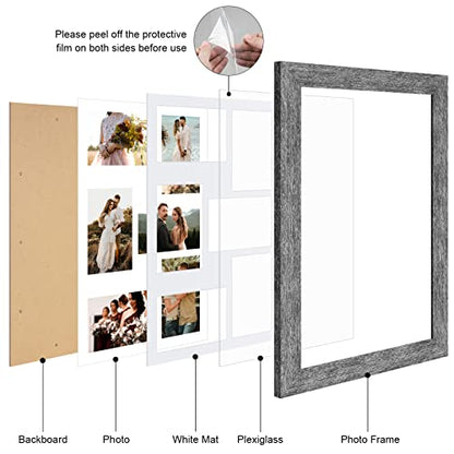 11x17 Collage Frame, 6 Open 4x6 Photo Frame Collage for Wall - color: Grey, size: 11x17 - (6 open4x6）