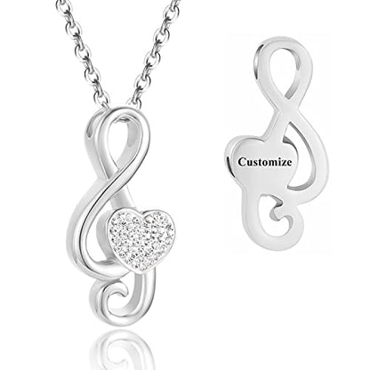 Music Note Urn Ashes Pendant Rhinestones Memorial Keepsake Jewelry Ash Keepsake Holder Memorial Jewelry for Women - color: Customize