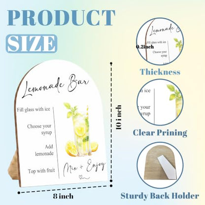Lemonade Bar Sign, Wedding Lemon Drinks Wooden Stand Sign 8x10 Inch - color: Lemonade