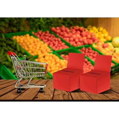 12 Pcs Modern Raffle Boxes, Cardboard Ballot Boxes with Slot for Ticket, 6.5 x 4.5 x 4.5 Inch, Red, 12 PCS - color: Red, size: 12 PCS