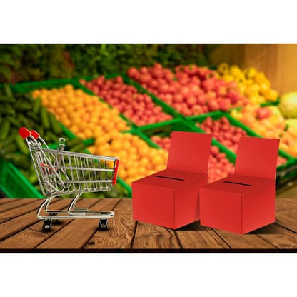 12 Pcs Modern Raffle Boxes, Cardboard Ballot Boxes with Slot for Ticket, 6.5 x 4.5 x 4.5 Inch, Red, 12 PCS - color: Red, size: 12 PCS