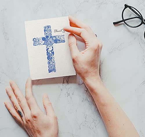 Twigs Paper Christian Cross Thank You Cards, 24 Blank Note Cards | Matching envelopes included, bible verse & scripture, faith & encouragement, inspirational & religious - color: Christian Cross Thank You, size: 24-Count
