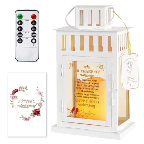 40th Wedding Anniversary Lantern - Gifts for Couple, Parents, Husband, Wife, Grandparents - Happy Anniversary Decoration - size: 40th