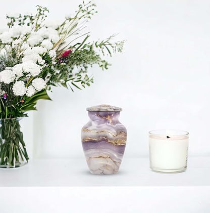 Purple Abstract Urn for Human Ashes - color: Rose Gold Serenity, size: 3 Inch - Pack of 1