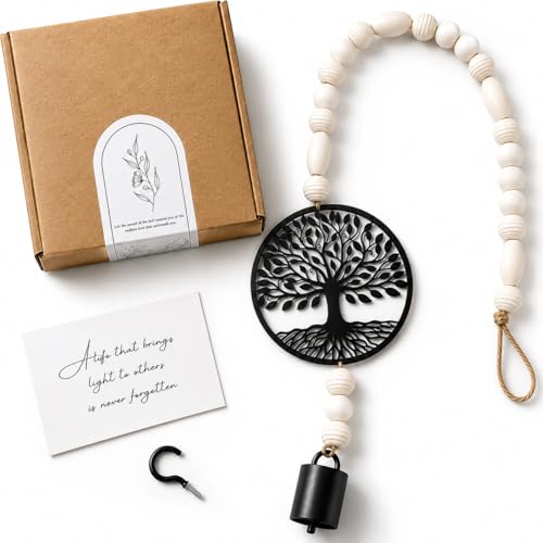 Tree of Life Wind Chimes for Loss of Loved One, Unique Memorial Windchime, Sympathy Bereavement Bell Ornament Grief Gift for Loss of Mom Dad Son Daughter Friends, Boho Home Decor for Window Porch - color: Tree of Life