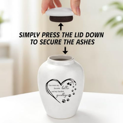 SOITIS Pet Urns for Cats Dog Urns for Ashes 4.8” Pet Urn Ceramic Small Urns - color: White Heart Paw