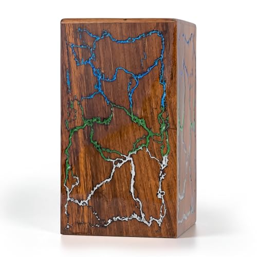 Wooden Urns for Human Ashes Adult Male, Female - Wood Urn for Women, Resin Decorative Urns - Memorial, Burial Wooden Cremation Urns for Human Ashes Upto 250 lbs, Thunderstorm - 1pc - size: Large