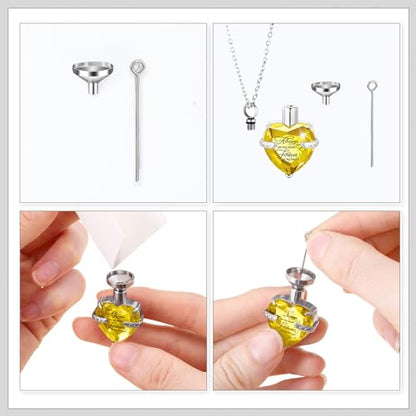 Shimeyao Set of 8 Small Urns for Human Ashes Cremation Urns Keepsake Ash Holders Family Tree Memorial Heart Locket Waterproof for Adults Women Men Loved Ones(Light Yellow) - color: Light Yellow