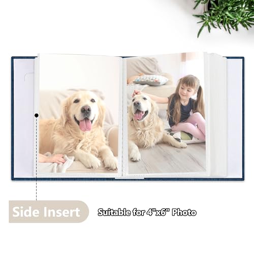 Photo Album 4x6 52 Pockets Photo Albums with Linen Cover Picture Albums for Family, Wedding, Baby, Photo Book Holds Vertical Pictures Blue - color: Blue, size: 52 Pockets