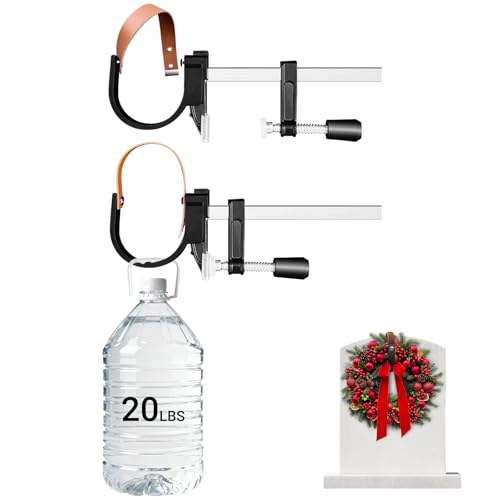 Christmas Grave Wreath Holder,Headstones Hanger,Adjustable 1-5" - 2 Pack | Never Blown Away — Galvanised Tombstone Hanger Stand with Locking Buckle for Mother's Day, Memorial Day & Family Tribute - color: Black, size: 1 to 5 inches