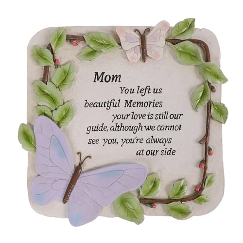 10 Inch Polyresin Memorial Garden Stone, Sympathy Gift for Loss of Mom, Memorial Plaques for Outdoors, Garden Stones in Memory of Loved Ones, Remembrance of Beloved Mather (Mom) - style: Mom