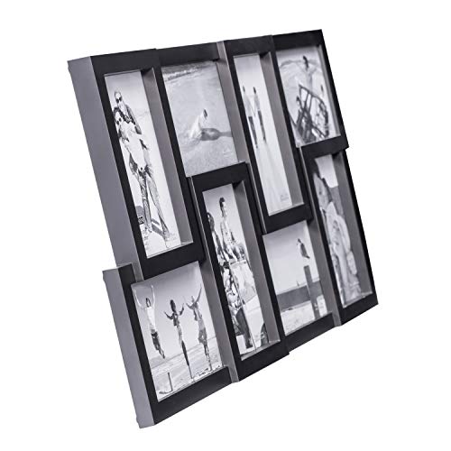 Malden International Designs 8-Opening 4x6 Collage Picture Frame, Black Plastic, Wall Mount - color: Black