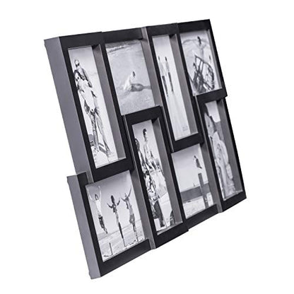 Malden International Designs 8-Opening 4x6 Collage Picture Frame, Black Plastic, Wall Mount - color: Black