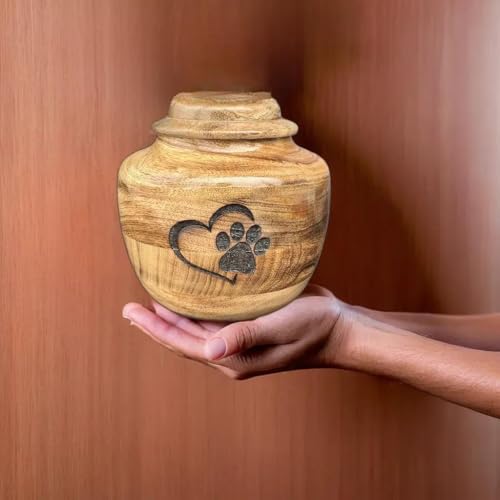 wooden Urn for Dog Wooden Pet urn Cremation Urn for pet Urns for Dogs Ashes Wooden Pet Urn Box Small wooden urn (Small (6"" Hx6 Diameter)(100Cu/In)), Natural - size: Small (6"Hx6"Diameter)(100Cu/In)
