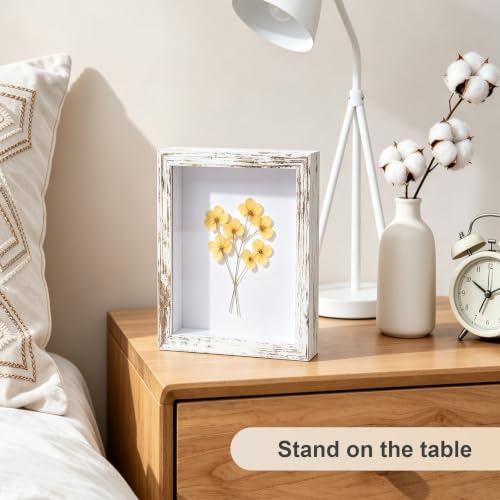 2 Pack Shadow Box Frame 8.5"x 11" Wood Deep Shadow Boxes Display Cases, Dried Flowers, Photos, Handicrafts Picture Frames for Wall Hanging Tabletop (Distressed White, 8.5"x 11") - color: Distressed White, size: 8.5"x 11"