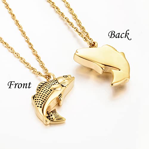 Dletay Fish Cremation Jewelry for Ashes Memorial Ashes Keepsake Necklace Urn Necklace Pendant - color: Gold