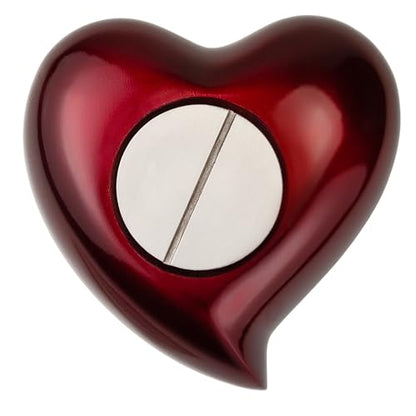 Loving Hearts Heart Keepsake Cremation Urn for Ashes, Brass, Red Urn, Keepsake Sized Cremation Urn, 3 Inches Wide - color: Loving Hearts - Red