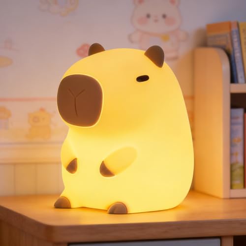 FAMIDUO Capybara Night Light for Kids,Safe Squishy Silicone Nursery Light | BPA-Free Silicone,20Min Timer,Dimmable Rechargeable Touch Bedside Lamp, Cute Gifts for Boys Girls Toddler, Kids Room Decor - color: Capybara