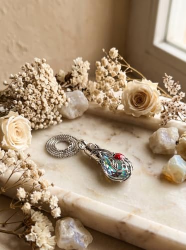 Urn Necklace for Ashes Butterfly/Dragonfly/Ladybug/Bee/Hummingbird Crystal Teardrop Ash Necklace Keepsake Pendant Cremation Jewelry Memorial Gift for Women With Funnel Filler - color: Ladybug